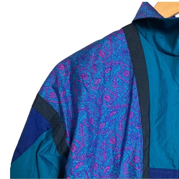 R&R Sports Jacket Vintage 90’s Abstract Print Full Zip Windbreaker Womens Size 8 - Picture 7 of 15